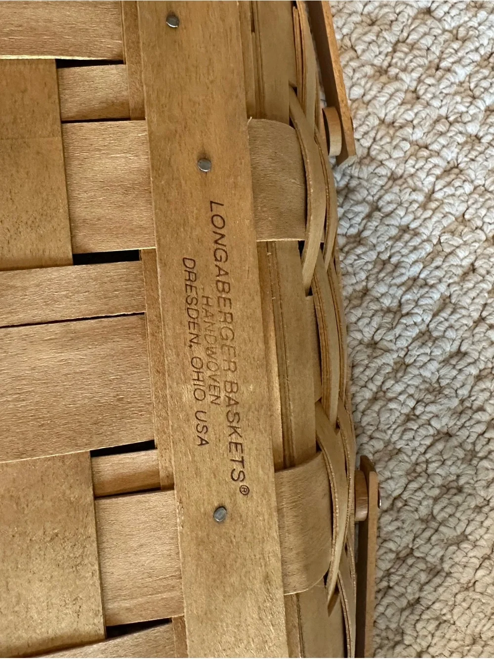 Longaberger Set of Two Woven Rectangular Baskets in Light and Medium Brown